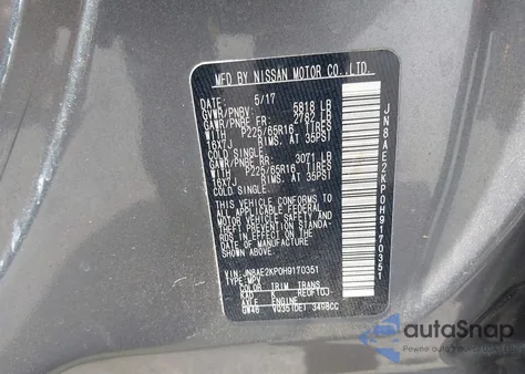 2017 Nissan Quest Sv from USA, damaged, VIN JN8AE2KP0H9170351